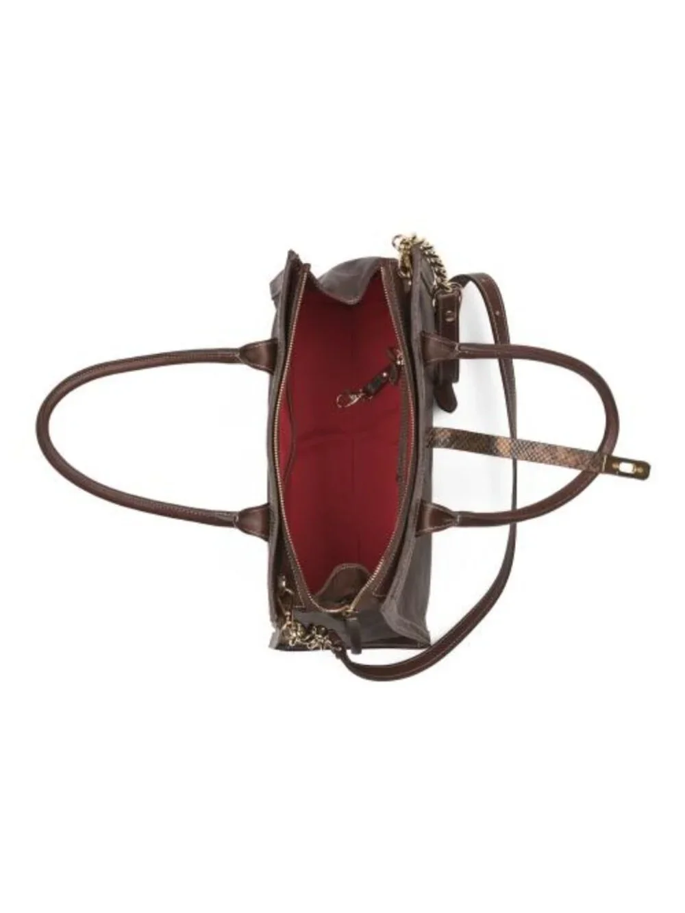 CAVALCANTI Made In Italy Leather Snake Turnlock Satchel